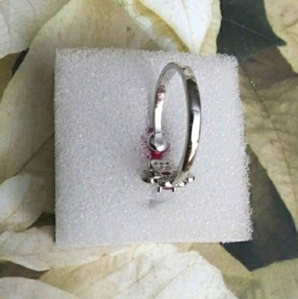 Pearl and Crystal Gemstone Halo Ring - Picture 3 of 5